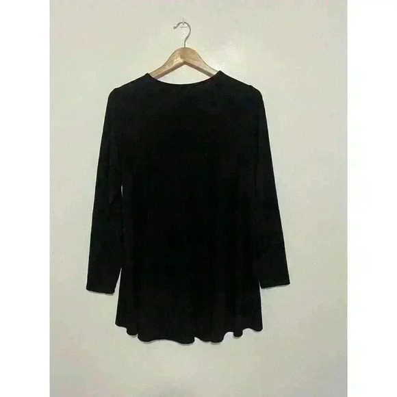 Eileen Fisher Long Sleeve Black Top Scoop Neck Viscose Spandex Top - Picture 6 of 9
